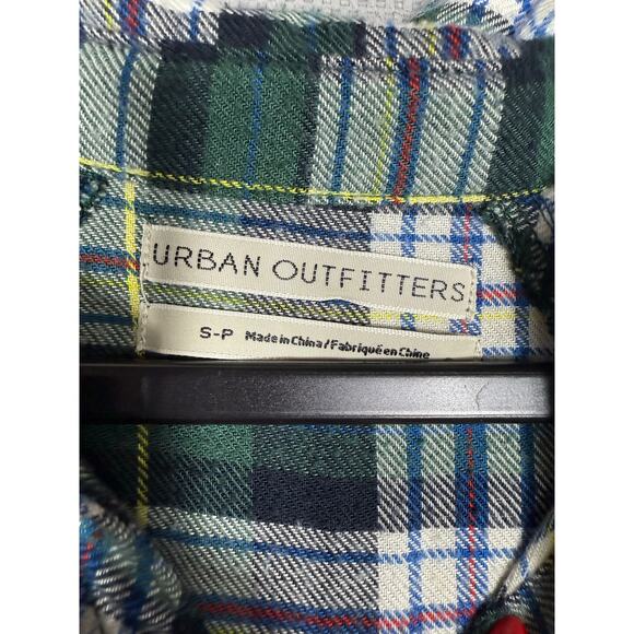 Urban Outfitters Green Oversized Plaid Flannel Shirt S - Picture 7 of 8